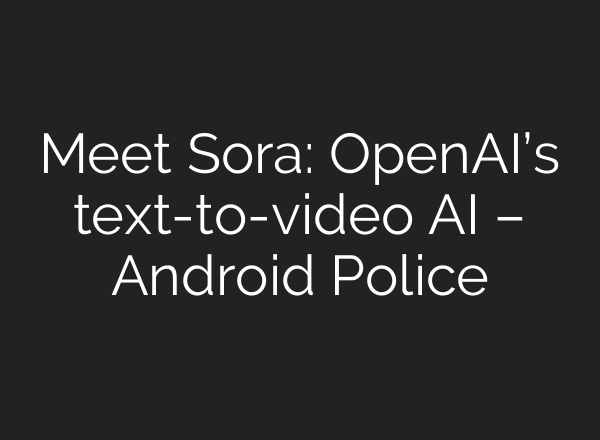 Meet Sora: <b>OpenAI’s</b> text-to-video AI – Android Police