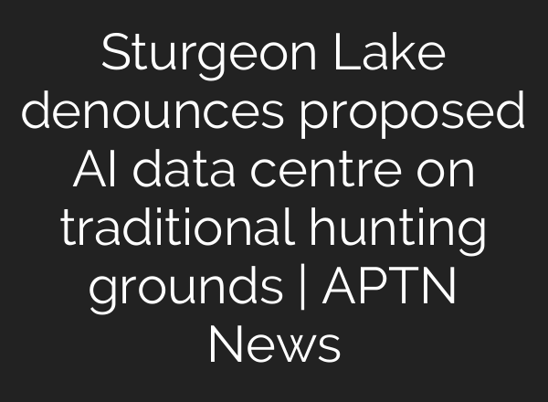 Sturgeon Lake denounces proposed <b>AI</b> data centre on traditional hunting grounds | APTN News