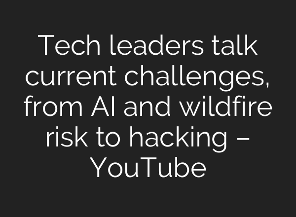 Tech leaders talk current challenges, from <b>AI</b> and wildfire risk to hacking – YouTube