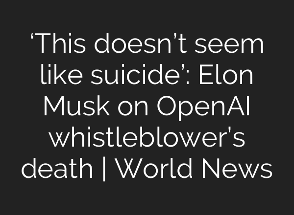 ‘This doesn’t seem like suicide’: Elon Musk on <b>OpenAI</b> whistleblower’s death | World News