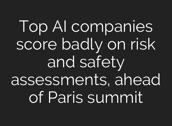 Top <b>AI</b> companies score badly on risk and safety assessments, ahead of Paris summit