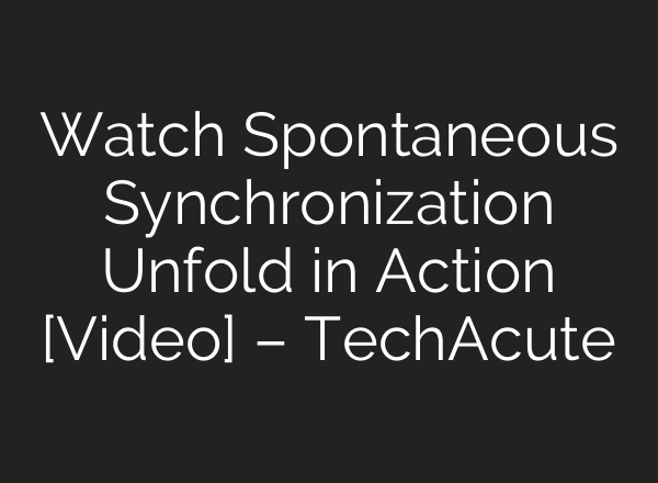 Watch Spontaneous Synchronization Unfold in Action [Video] – TechAcute