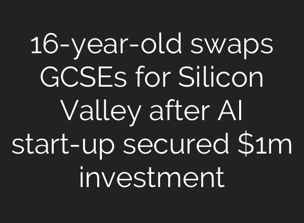 16-year-old swaps GCSEs for Silicon Valley after <b>AI</b> start-up secured $1m investment