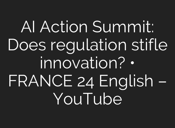 AI Action Summit: Does regulation stifle innovation? • FRANCE 24 English – YouTube
