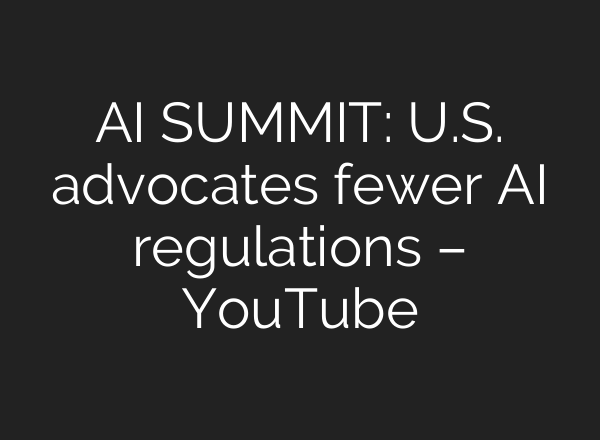 AI SUMMIT: U.S. advocates fewer AI regulations – YouTube