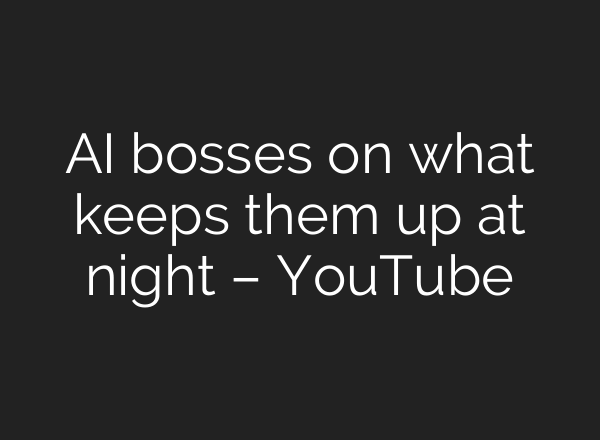 AI bosses on what keeps them up at night – YouTube