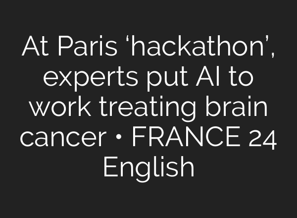 At Paris ‘hackathon’, experts put <b>AI</b> to work treating brain cancer • FRANCE 24 English