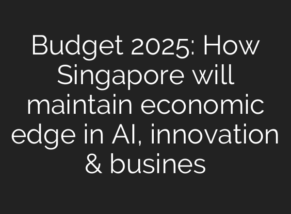 Budget 2025: How Singapore will maintain economic edge in AI, innovation & busines