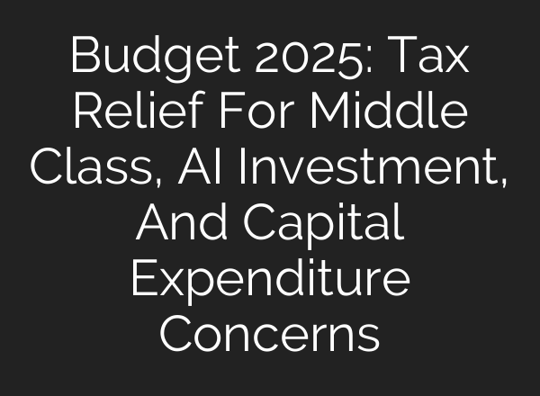 Budget 2025: Tax Relief For Middle Class, <b>AI</b> Investment, And Capital Expenditure Concerns