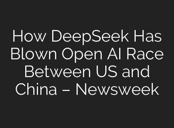 How DeepSeek Has Blown <b>Open AI</b> Race Between US and China – Newsweek