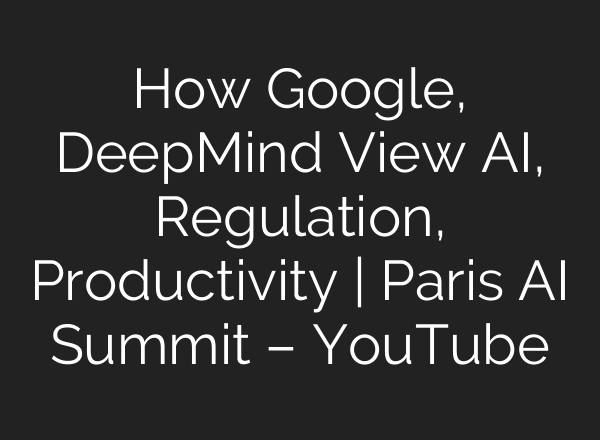 How Google, DeepMind View AI, Regulation, Productivity | Paris AI Summit – YouTube