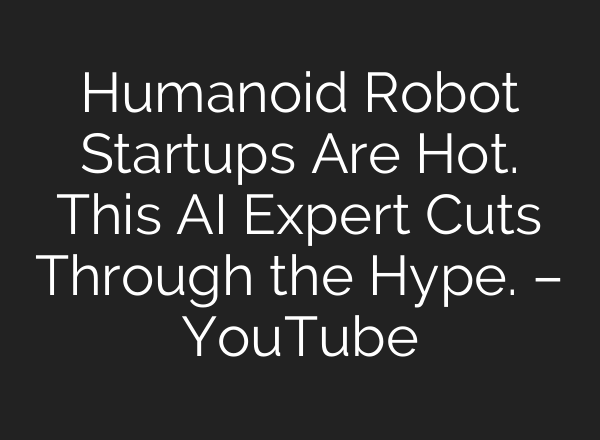 Humanoid Robot Startups Are Hot. This AI Expert Cuts Through the Hype. – YouTube