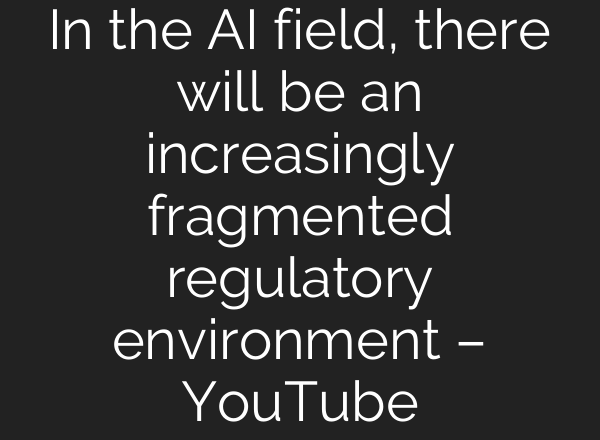 In the AI field, there will be an increasingly fragmented regulatory environment – YouTube