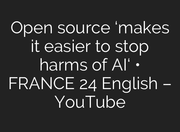 Open source ‘makes it easier to stop harms of AI‘ • FRANCE 24 English – YouTube