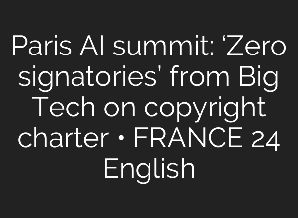Paris AI summit: ‘Zero signatories’ from Big Tech on copyright charter • FRANCE 24 English