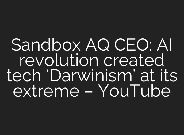Sandbox AQ CEO: AI revolution created tech ‘Darwinism’ at its extreme – YouTube
