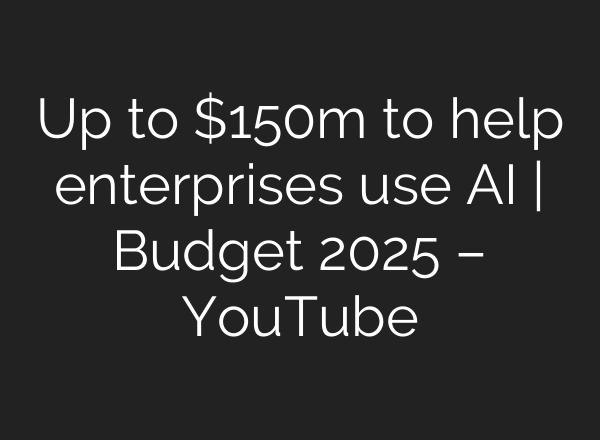 Up to $150m to help enterprises use AI | Budget 2025 – YouTube