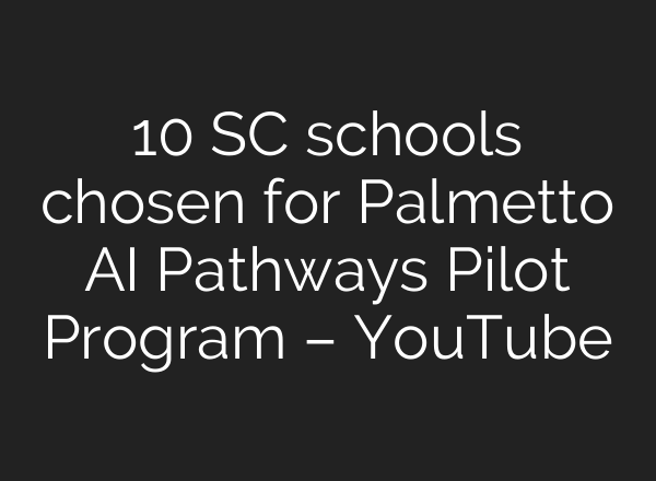 10 SC schools chosen for Palmetto AI Pathways Pilot Program – YouTube
