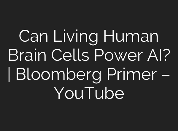 Can Living Human Brain Cells Power AI? | Bloomberg Primer – YouTube