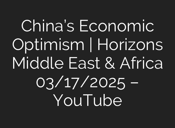 China’s Economic Optimism | Horizons Middle East & Africa 03/17/2025 – YouTube