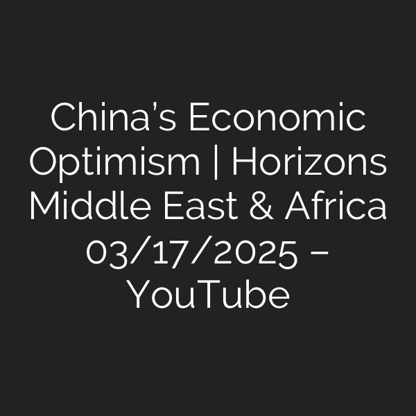 China’s Economic Optimism | Horizons Middle East & Africa 03/17/2025 – YouTube