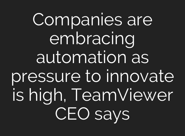 Companies are embracing automation as pressure to innovate is high, TeamViewer CEO says