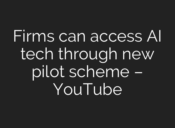 Firms can access AI tech through new pilot scheme – YouTube