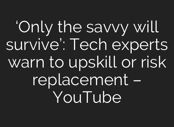 ‘Only the savvy will survive’: Tech experts warn to upskill or risk replacement – YouTube