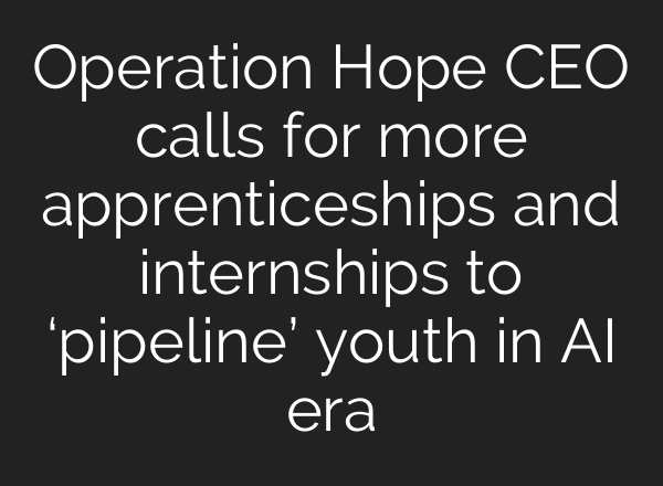 Operation Hope CEO calls for more apprenticeships and internships to ‘pipeline’ youth in AI era