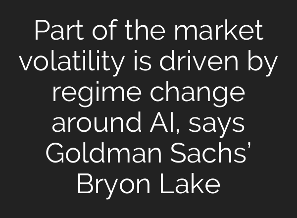 Part of the market volatility is driven by regime change around AI, says Goldman Sachs’ Bryon Lake
