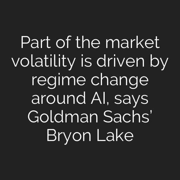 Part of the market volatility is driven by regime change around AI, says Goldman Sachs’ Bryon Lake