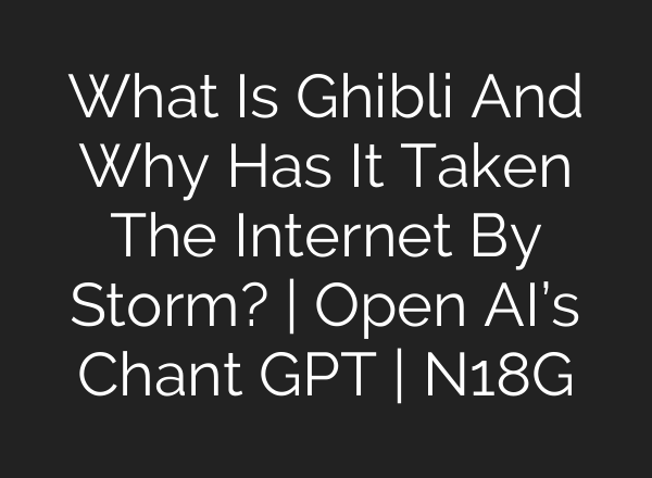 What Is Ghibli And Why Has It Taken The Internet By Storm? | Open AI’s Chant GPT | N18G