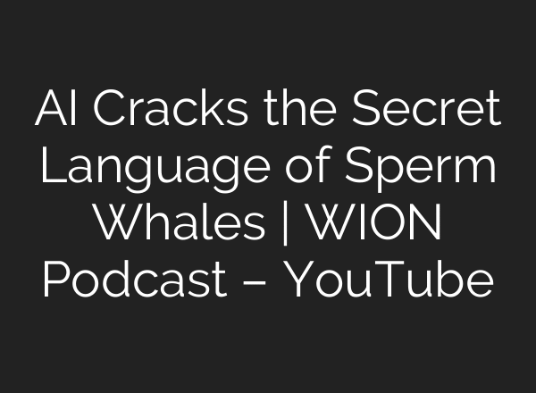 AI Cracks the Secret Language of Sperm Whales | WION Podcast – YouTube