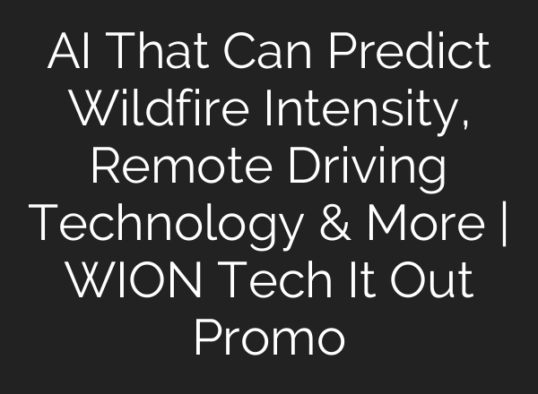 AI That Can Predict Wildfire Intensity, Remote Driving Technology & More | WION Tech It Out Promo