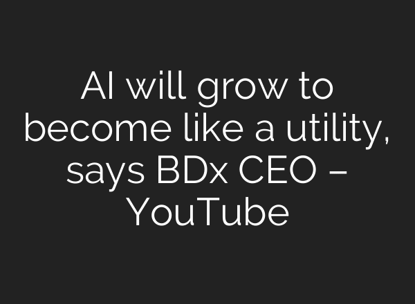AI will grow to become like a utility, says BDx CEO – YouTube