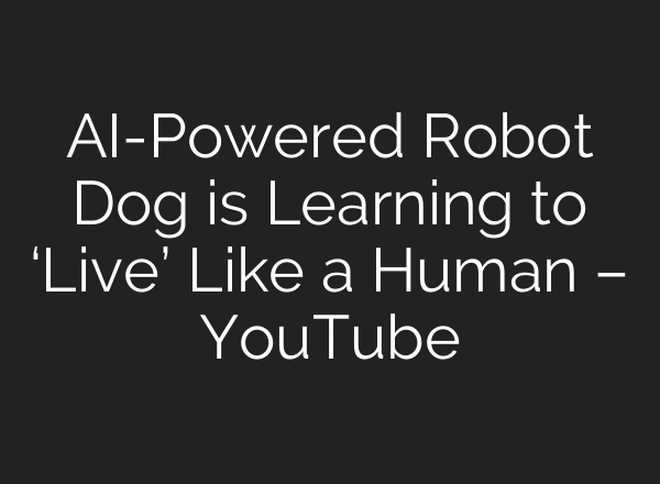 AI-Powered Robot Dog is Learning to ‘Live’ Like a Human – YouTube