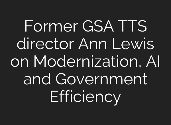 Former GSA TTS director Ann Lewis on Modernization, AI and Government Efficiency