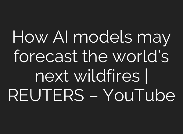 How AI models may forecast the world’s next wildfires | REUTERS – YouTube