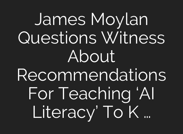 James Moylan Questions Witness About Recommendations For Teaching ‘AI Literacy’ To K …