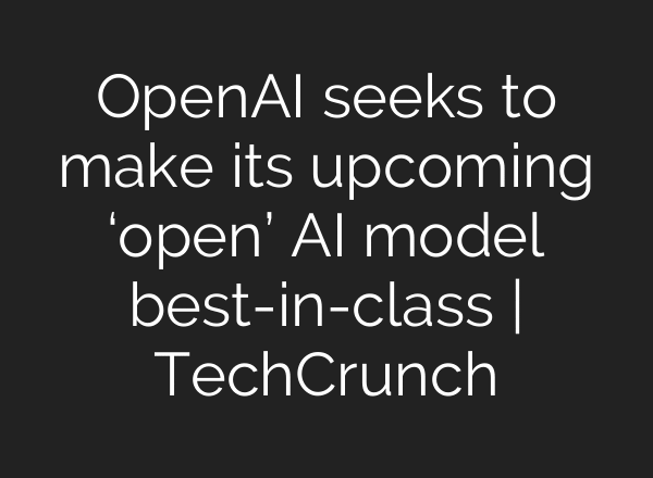OpenAI seeks to make its upcoming ‘open’ AI model best-in-class | TechCrunch