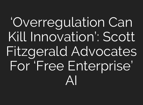 ‘Overregulation Can Kill Innovation’: Scott Fitzgerald Advocates For ‘Free Enterprise’ AI