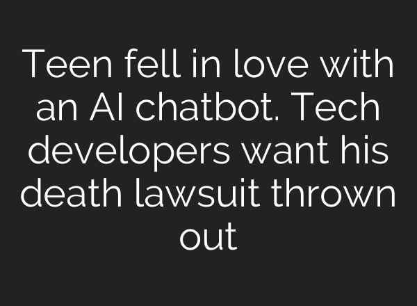 Teen fell in love with an AI chatbot. Tech developers want his death lawsuit thrown out