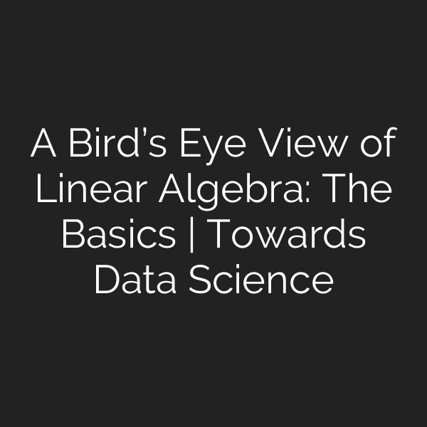 A Bird’s Eye View of Linear Algebra: The Basics | Towards Data Science