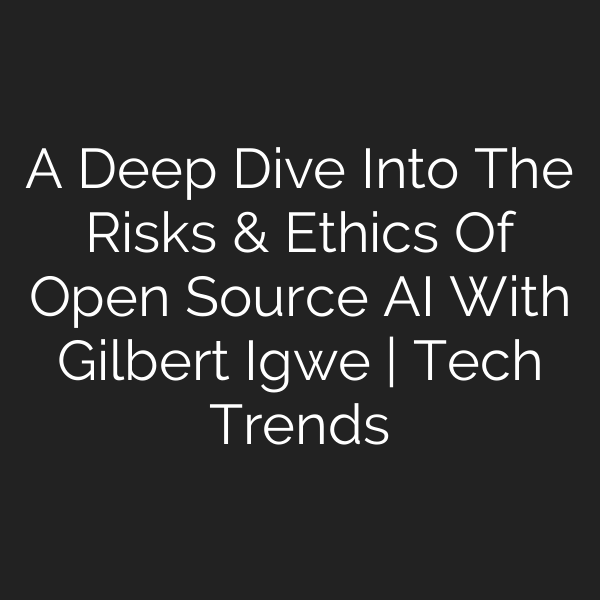 A Deep Dive Into The Risks & Ethics Of Open Source AI With Gilbert Igwe | Tech Trends