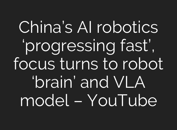 China’s AI robotics ‘progressing fast’, focus turns to robot ‘brain’ and VLA model – YouTube