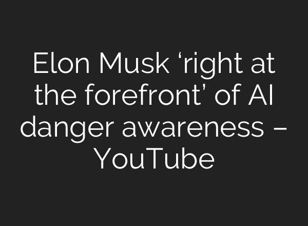 Elon Musk ‘right at the forefront’ of AI danger awareness – YouTube