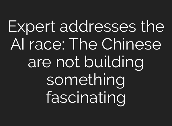 Expert addresses the AI race: The Chinese are not building something fascinating