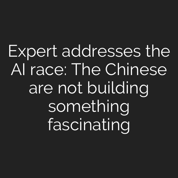 Expert addresses the AI race: The Chinese are not building something fascinating