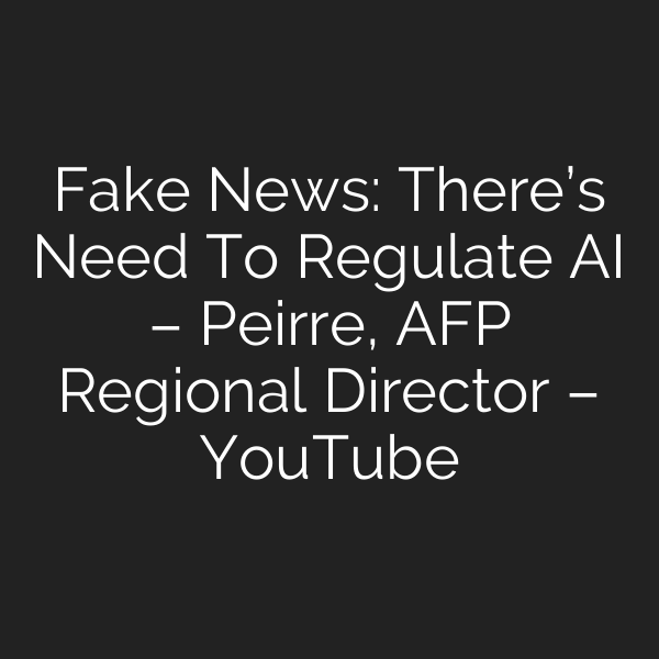 Fake News: There’s Need To Regulate AI – Peirre, AFP Regional Director – YouTube