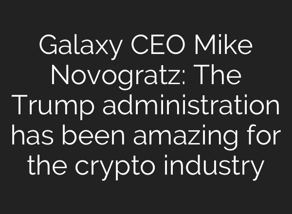Galaxy CEO Mike Novogratz: The Trump administration has been amazing for the crypto industry
